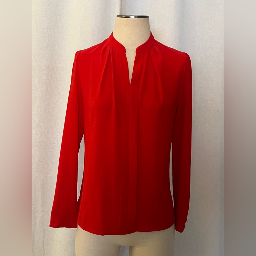 Red Split Neck Blouse. Xs-S - image 1